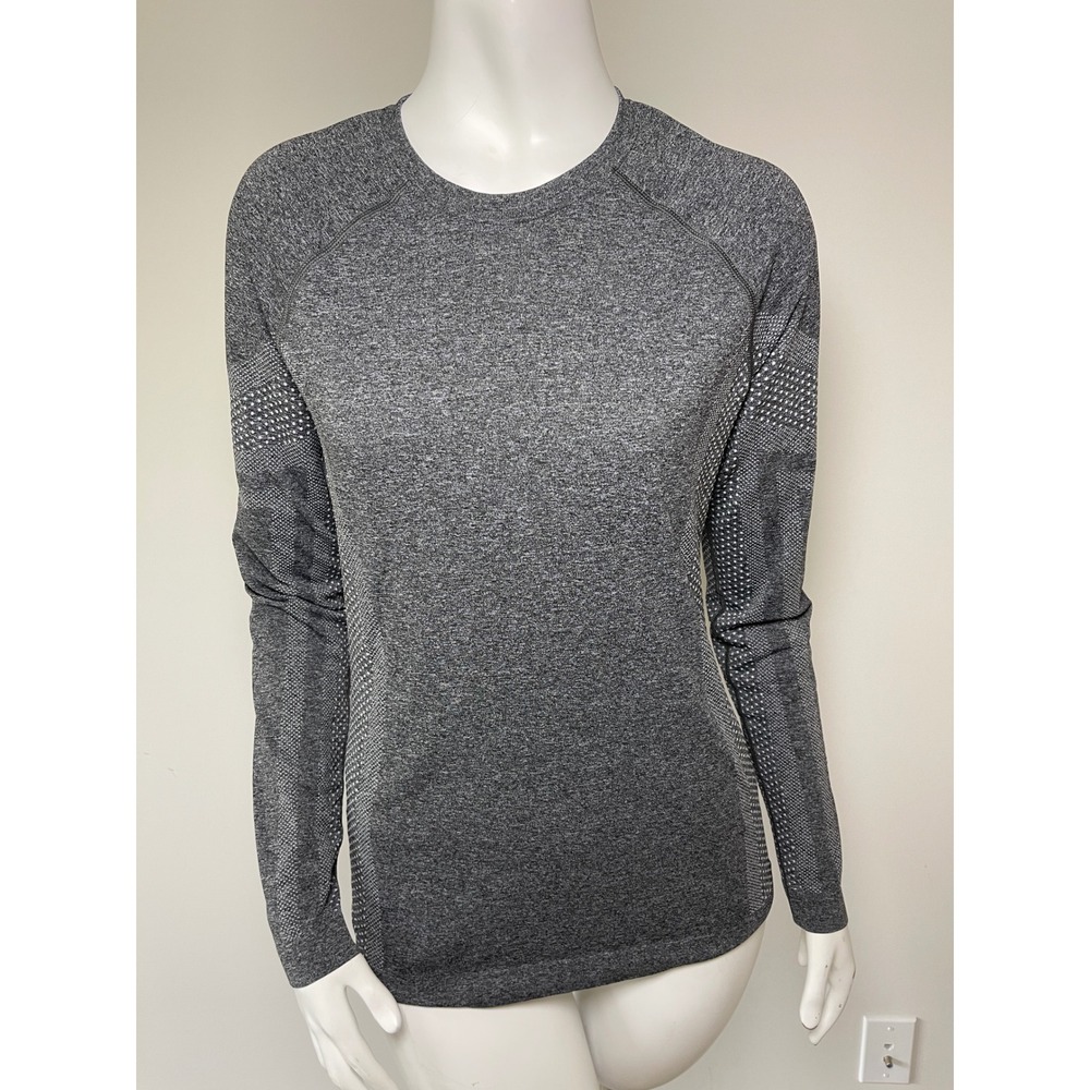 FIGS Seamless Long Sleeve Underscrub Top Heather Charcoal Gray Size Medium